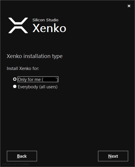 Xenkoのインストールユーザーを設定